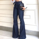 High waisted hip lift strap flared wide leg pants